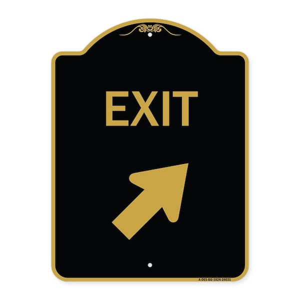 Signmission Designer Series Exit Exit W/ Right Arrow, Black & Gold Aluminum Sign, 18" H, 24" L, BG-1824-24031 A-DES-BG-1824-24031 - main